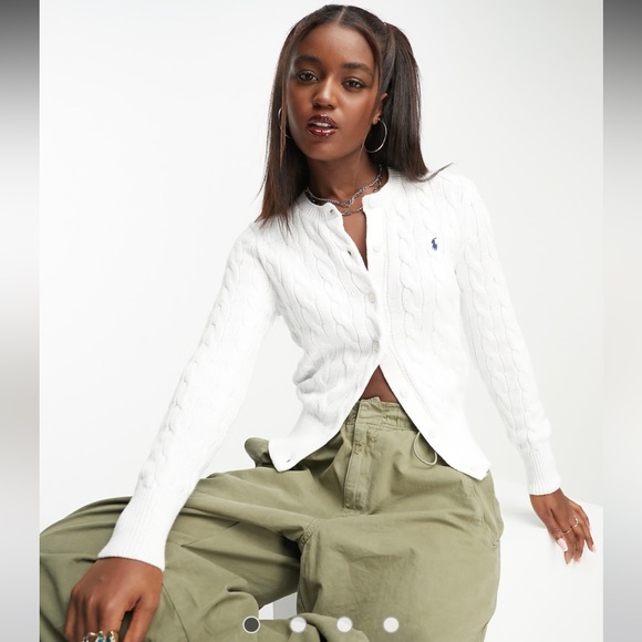Polo Ralph Lauren Sweaters - Polo Ralph Lauren White Cable Knit Cardigan